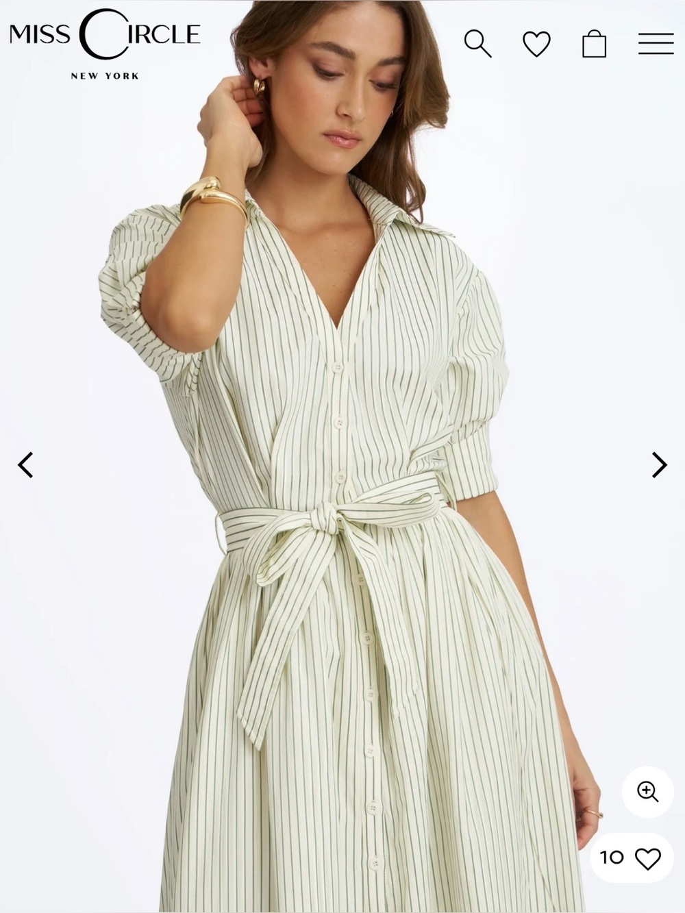 Brand New With Tags (NWT) Miss Circle New York "Danica" Striped Shirt Midi Dress